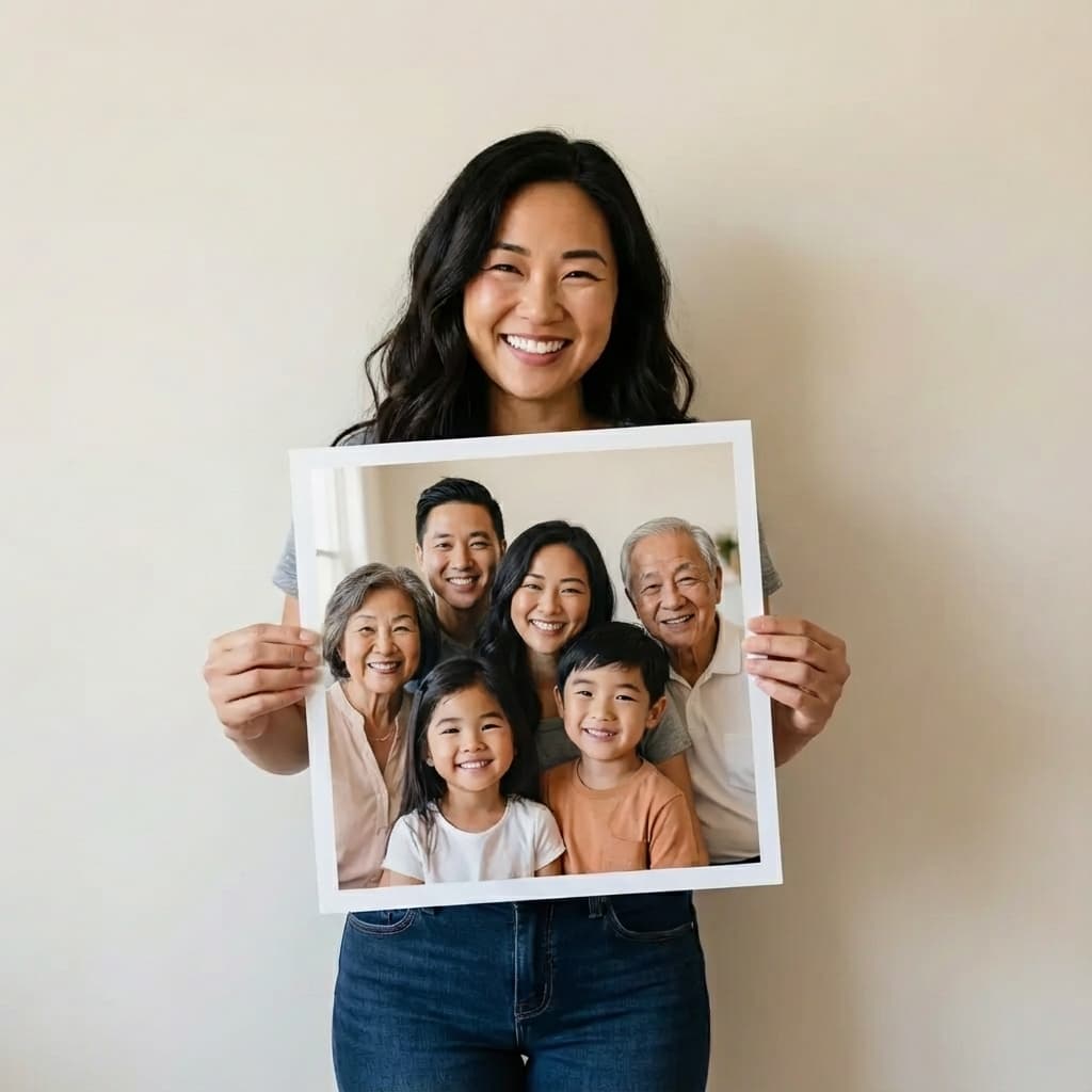 Happy customer with personalized family portrait